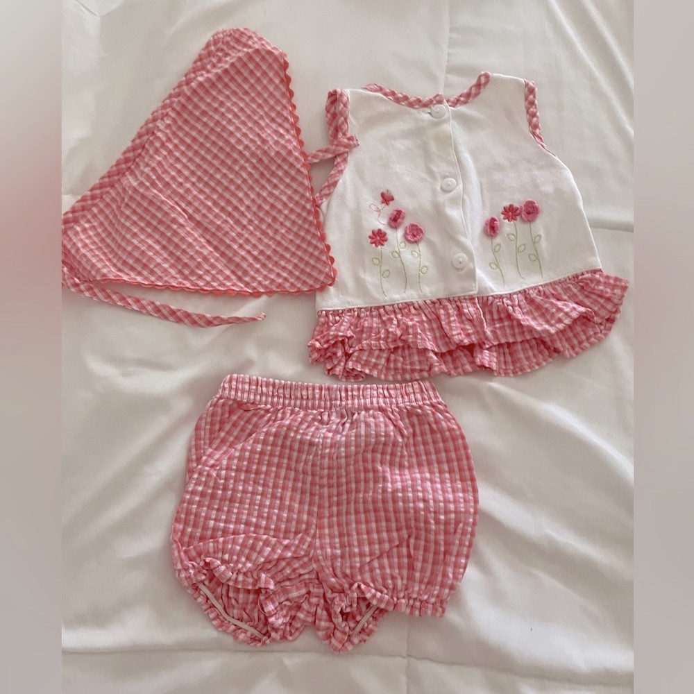 First Moments size 3-6 mos 3-piece baby girl summer outfit